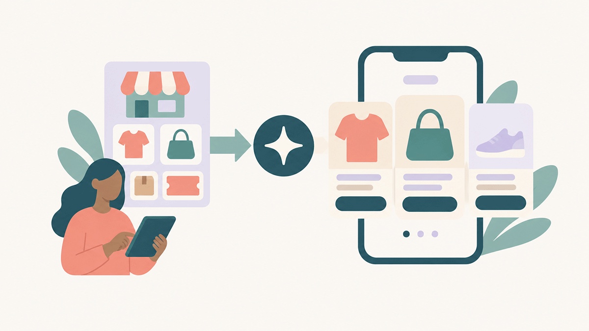 The AI Designer building an RCS carousel from a Shopify catalogue