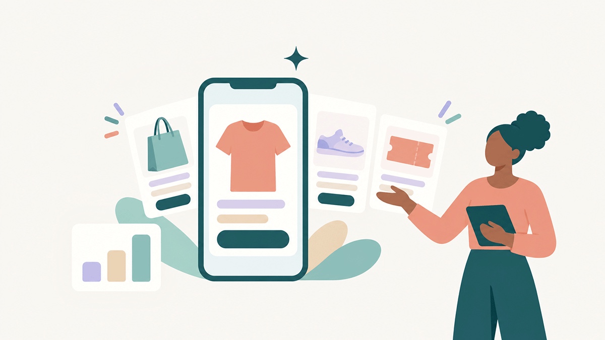 AI-suggested RCS product cards with a sales chart